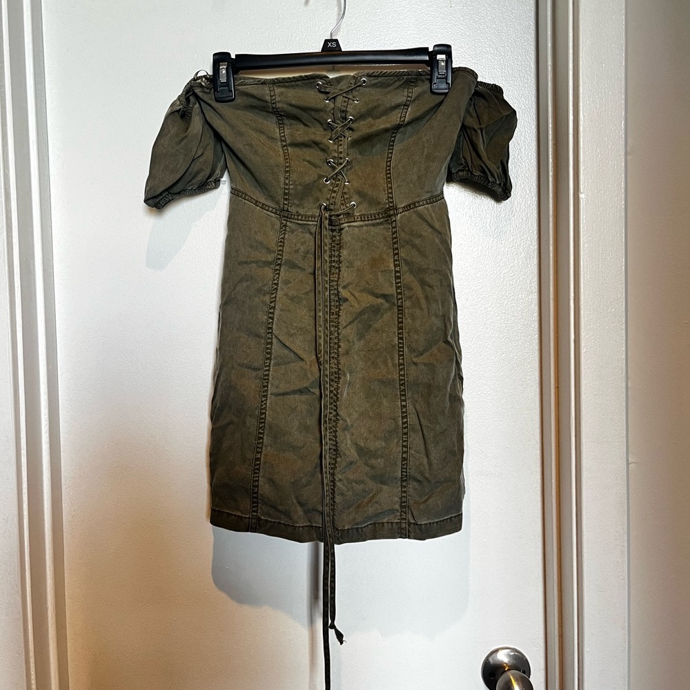 EXPRESS Olive Green Off-Shoulder Dress